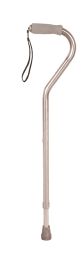 Deluxe Adjustable Cane Offset W/Wrist Strap-Silver