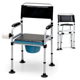 Lightweight Shower Multifunctional Mobile Commode Chair With Detachable Bucket